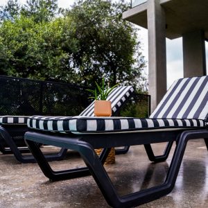 Black & White Thick 2 piece Outdoor Lounger Cushion
