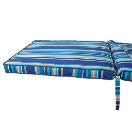 Blue Striped Thick Outdoor Lounger Cushion - Image 3