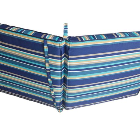 Blue Striped Thick Outdoor Lounger Cushion - Image 5