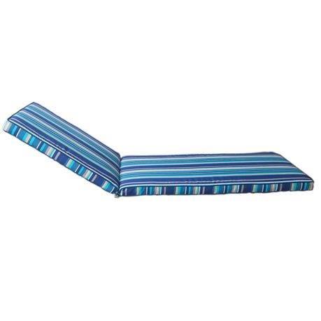 Blue Striped Thick Outdoor Lounger Cushion - Image 2