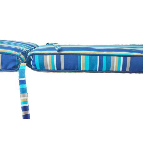 Blue Striped Thick Outdoor Lounger Cushion - Image 4