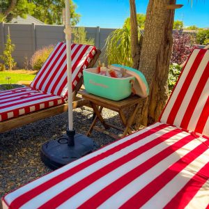 Red Striped Thick Outdoor Lounger Cushion